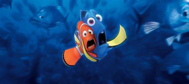 two frightened fish in Finding Nemo 2003 animatedfilmreviews.filminspector.com