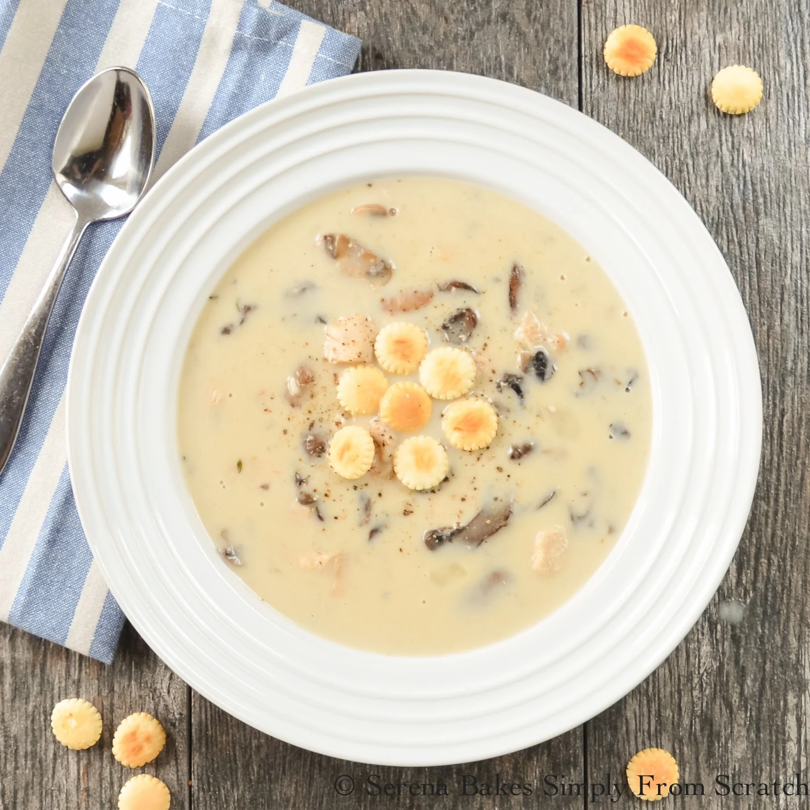 Creamy Chicken and Mushroom Soup the perfect comfort food on a cold day! 