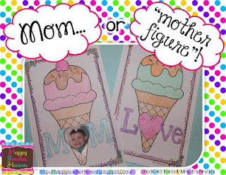 image Mom o rMother Substitute Mothers Day Cards Mom or Love as word with heart as o on ice cream cones