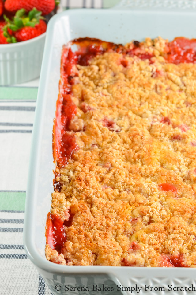 Strawberry Rhubarb Cobbler is a long time family favorite dessert recipe from Serena Bakes Simply From Scratch.