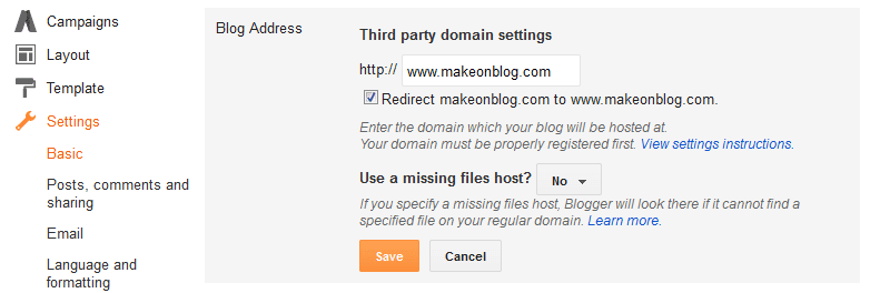 Custom Blogger Domain