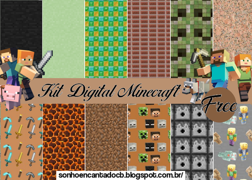 Minecraft- Kit Digital Grátis para Imprimir - Viver com Criatividade