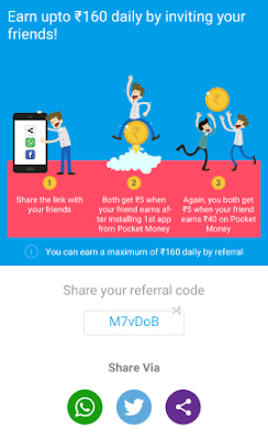 pocket money app referral code
