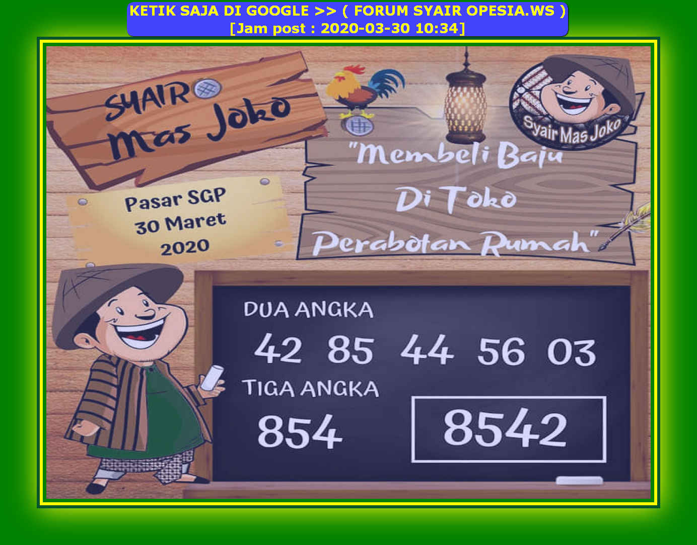 Kode Syair Singapore 30 Maret 2020 Forum Syair Togel Hongkong Singapura Sydney