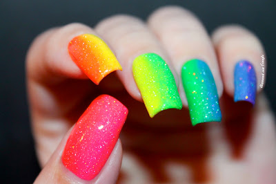 Rainbow Gradient Neon Nail Art