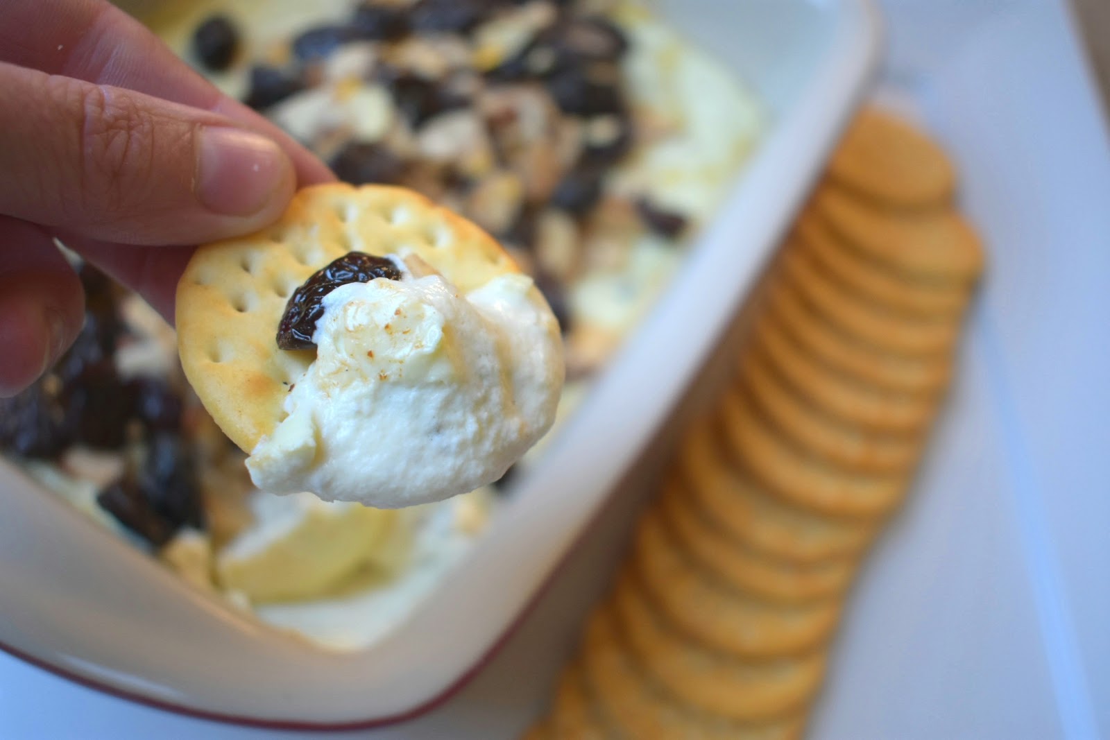 Baked Jalapeño Goat Cheese Dip with Dried Cherry and Toasted Almond