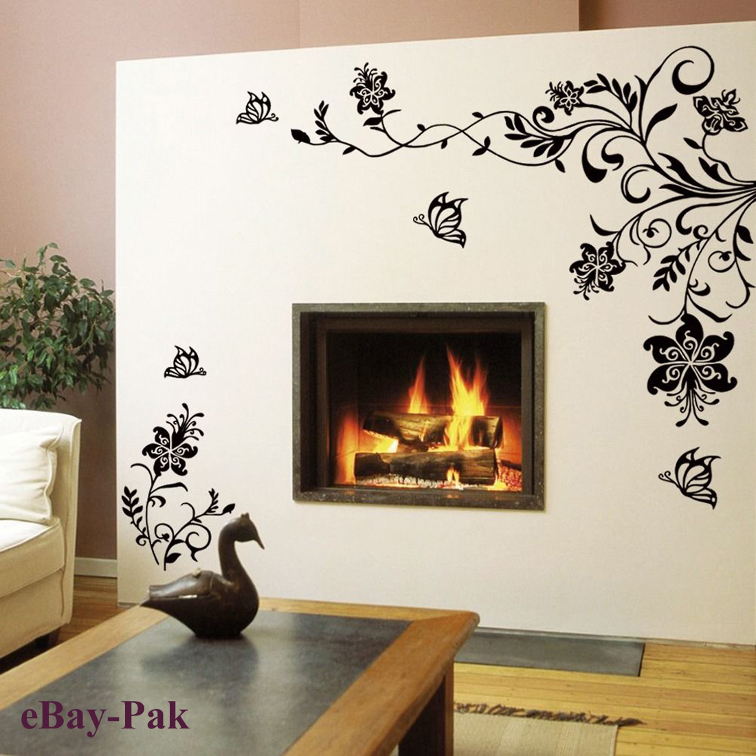 Butterfly Vine Flower Wall decals Vinyl Art Stickers EbayPak