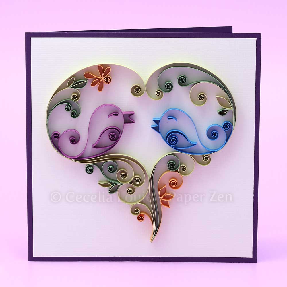 to Paper Zen Cecelia Louie Quilling Love Birds Anniversary Card
