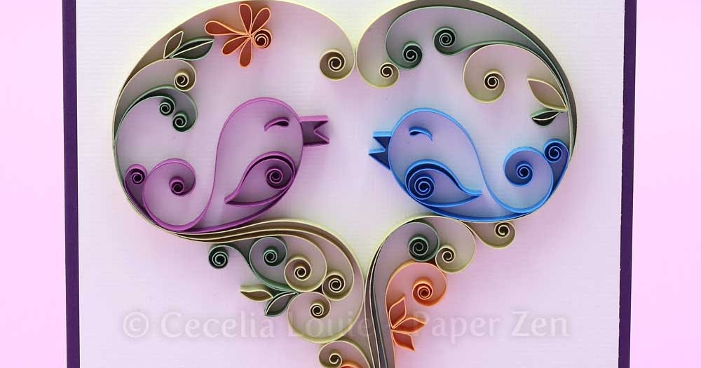 Paper Zen Quilling Love Birds Anniversary Card