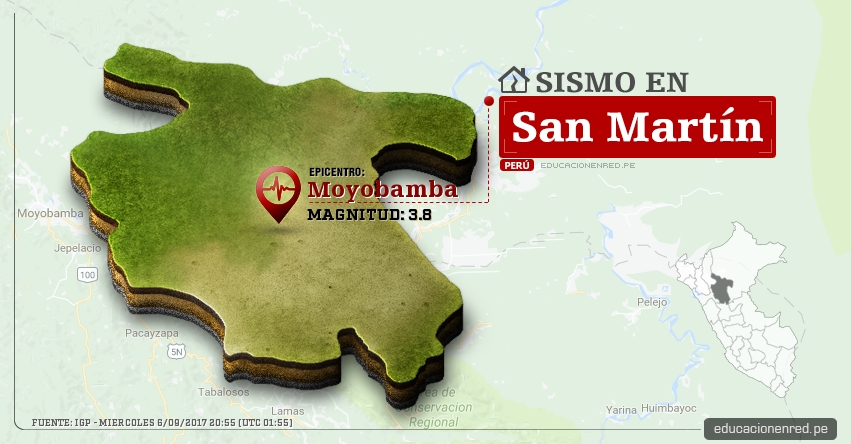Temblor en San Martín de 3.8 Grados (Hoy Miércoles 6 Septiembre 2017) Sismo EPICENTRO Moyobamba - Calzada - Rioja - Nueva Cajamarca - Alto Mayo - IGP - www.igp.gob.pe Temblor en San Martín de 3.8 Grados (Hoy Miércoles 6 Septiembre 2017) Sismo EPICENTRO Moyobamba - Calzada - Rioja - Nueva Cajamarca - Alto Mayo - IGP - www.igp.gob.pe