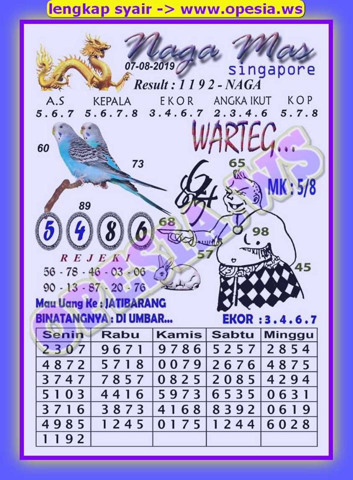 Forum Syair Sgp Rabu 7 Agustus 2019 Forum Syair Togel Hongkong Singapura Sydney