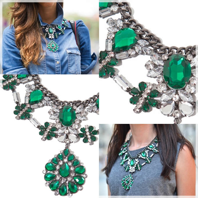 É desejo: Colar com pedrarias verde esmeralda | Chic por Chic