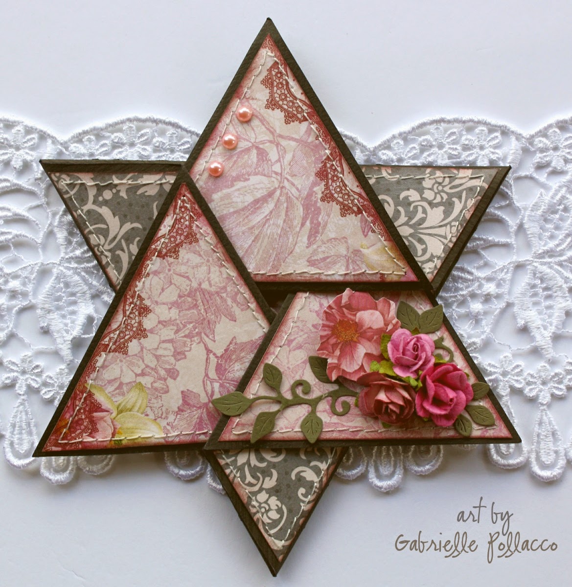 Star Fold card by Gabrielle Pollacco using Bo Bunny Madeleine paper collection.