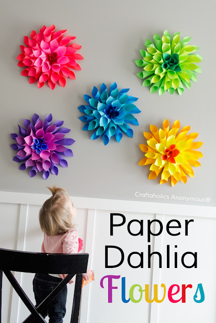 diy paper dahlia flowers rainbow
