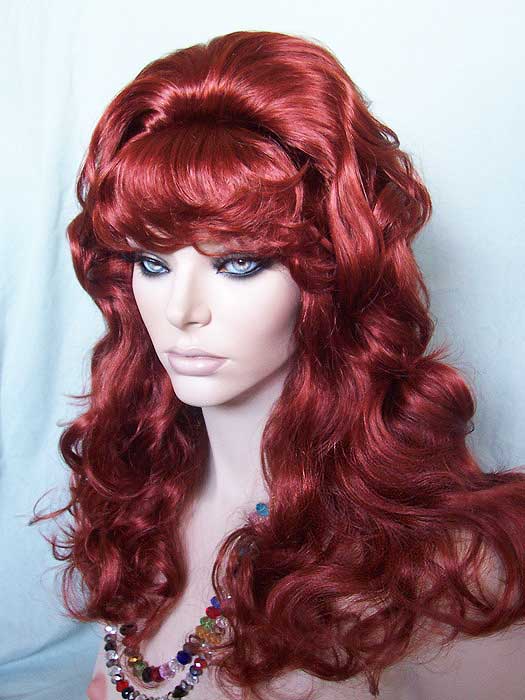 SERENEWIG Parrucca Frontale In Pizzo Sintetico Color Rosso Bordeaux Con M Ches Bionde Capelli Lunghi E Ondulati Per Donne Cosplay Drag Queen~p123213475 - Foto 6