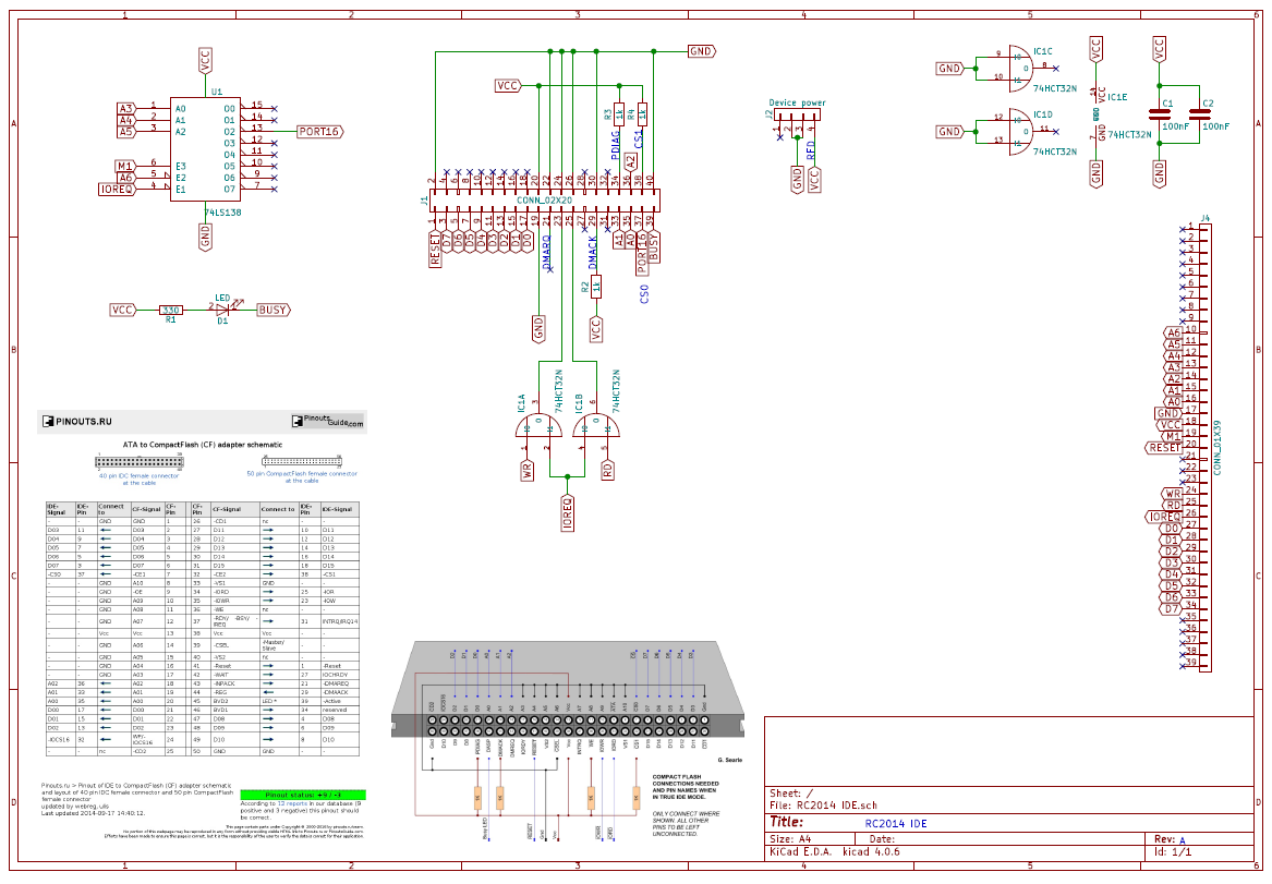 Hvetebolle RC2014 IDE Compact Flash (revidert prototype)