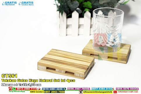 Tatakan Gelas Kayu Natural Set Isi 4pcs