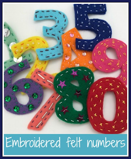 Hand embroidered felt numbers toy for children
