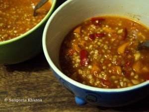 buckwheat soup with bell peppers and tomatoes 