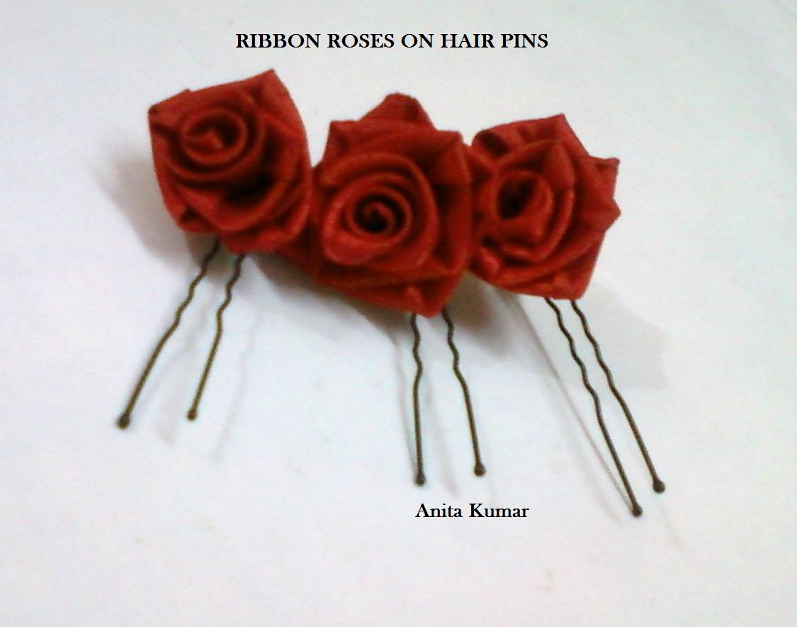 Anitakumarcrafts Ribbon Roses Hair Accessories