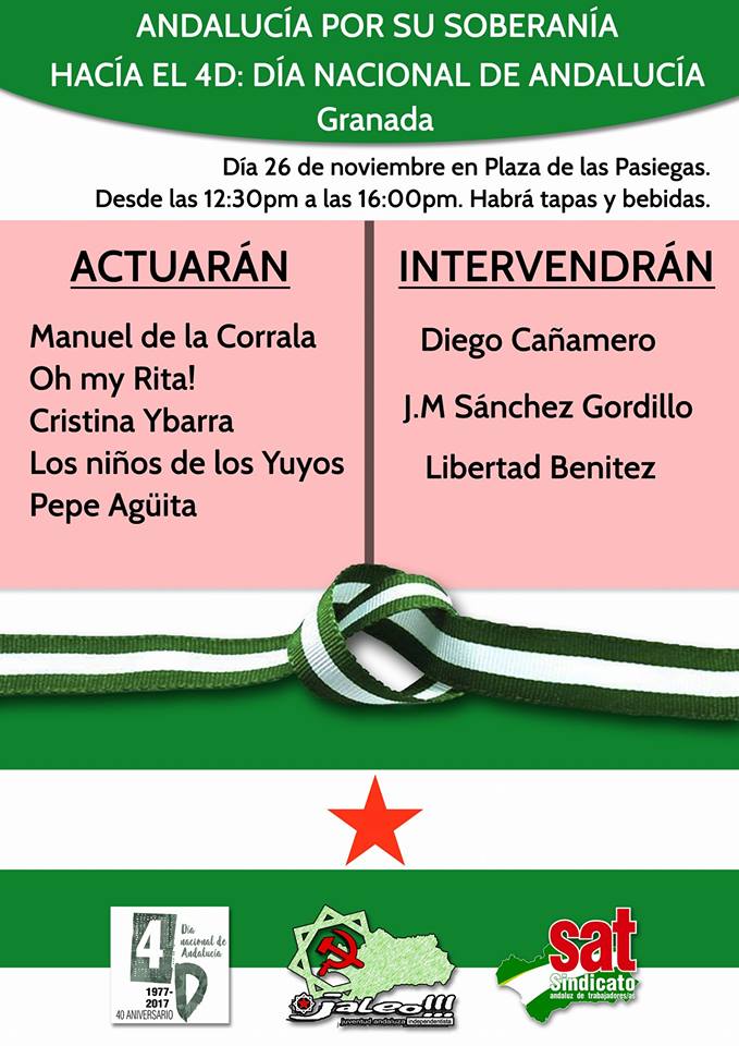 Granada: Domingo 26N Plaza de las Pasiegas, de 12:30 a 16:00 horas.