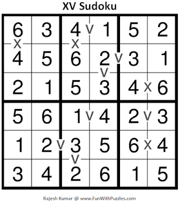 XV Sudoku (Mini Sudoku Series #64) Solution
