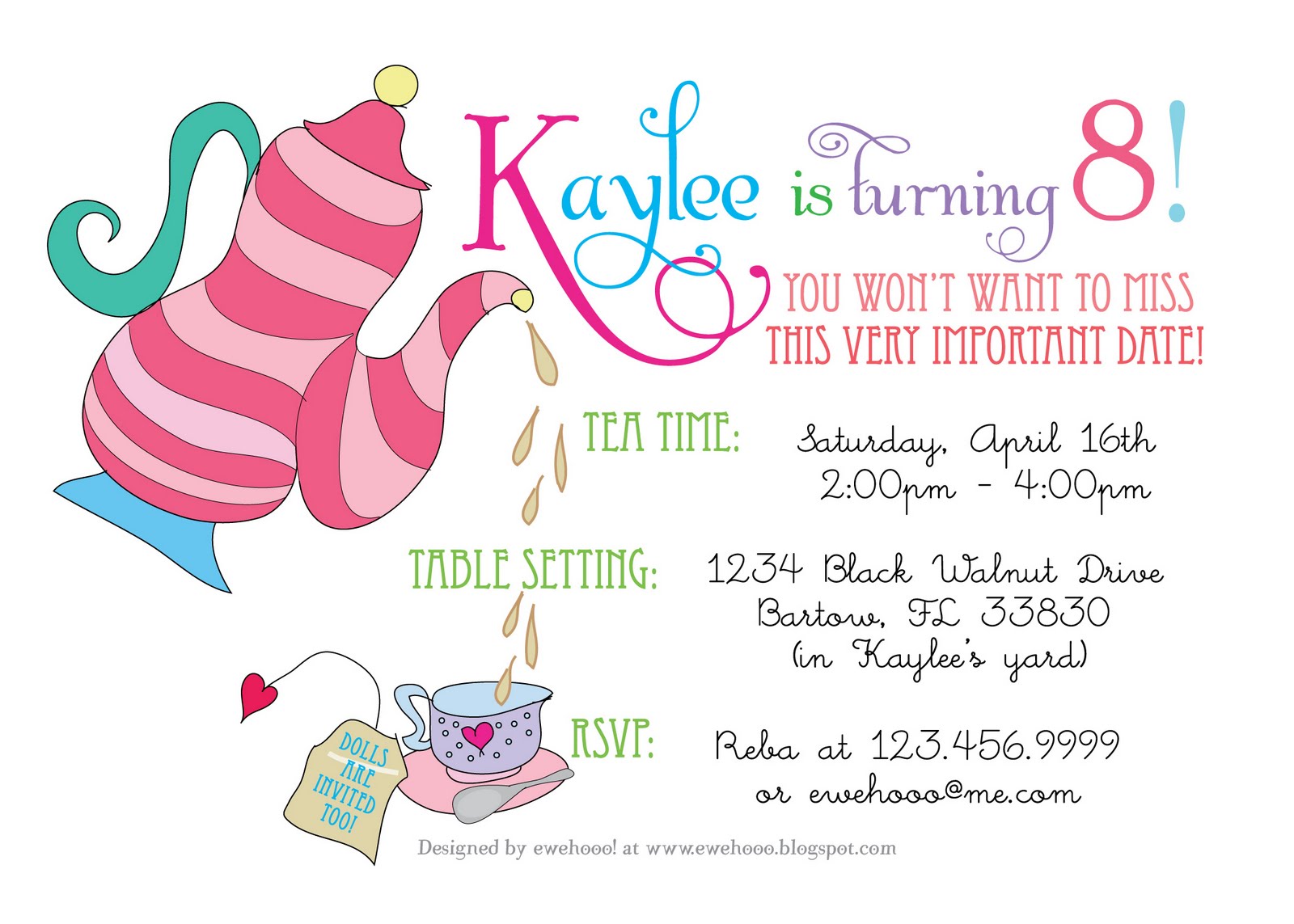 ewe hooo a delightful doll tea party tea party invite