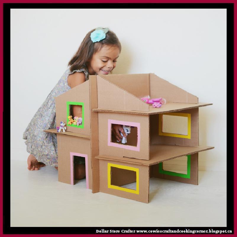 Dollar Store Crafter Turn Cardboard Boxes Into A Barbie Doll House