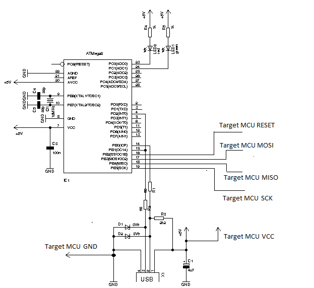 Microcontroller Projects & Programming: Simplified AVR USBasp Circuit