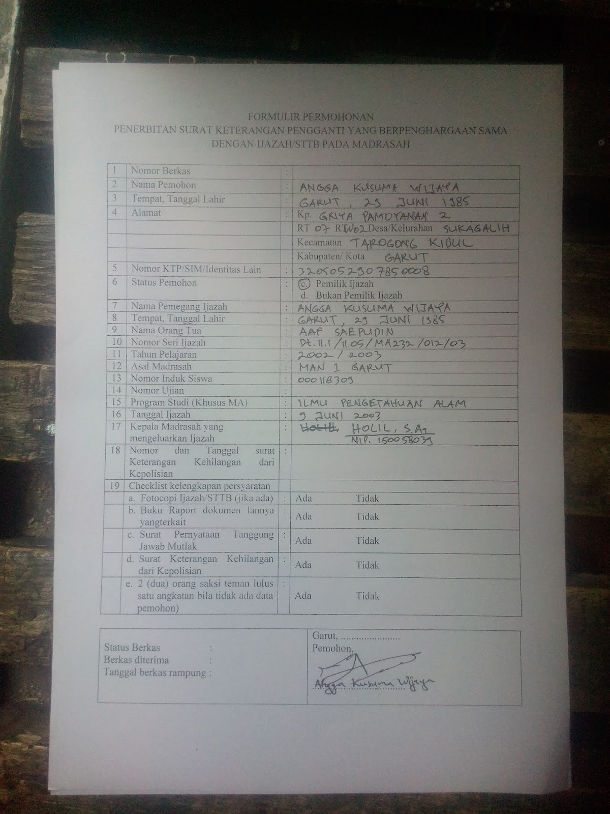 Jika Ijazah Sekolahmu Hilang Catatan Harian Abu Raksa