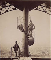 Gustave Eiffel posing at the summit of the Eiffel tower, 1889
