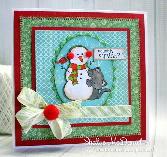 Naughty or Nice christmas kitty card by Shellye McDaniel for Newton's Nook Designs - Newton's Curious Christmas Cat stamp set
