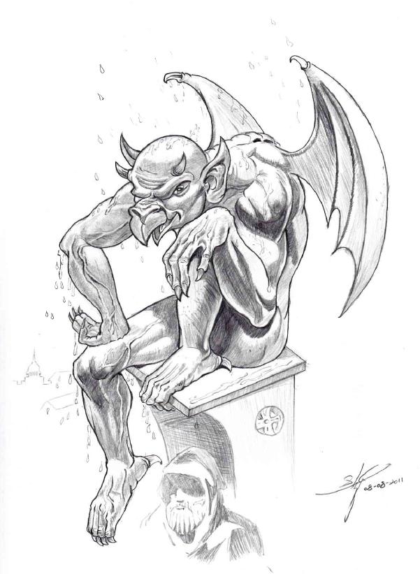 Горгулья рисунок карандашом