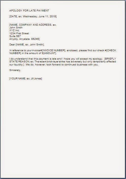 Apology Letter Format for Delay Payment