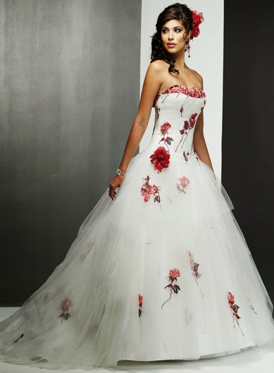 Vestidos de novia con flores rojas Clearance