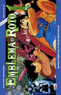 Dragon Quest - L'Emblema di Roto 1 - Marzo 1998 | CBR 215 dpi | Mensile | Manga | Shonen | Avventura | Fantasy | Azione
Dragon Quest: L'Emblema di Roto è uno shōnen manga di genere fantasy ispirato alla celebre saga videoludica di Dragon Quest e ambientato nello stesso universo narrativo. È scritto da Junji Koyanagi, Kamui Fujiwara e Chiaki Kawamata ed è stato pubblicato in Giappone dalla Square Enix, mentre in Italia la pubblicazione è stata a cura della Star Comics.
Ispirato al mondo degli RPG giapponesi della saga di Dragon Quest, L'emblema di Roto colma il gap temporale che intercorre tra il terzo episodio della saga videoludica e il primo. Situato un secolo dopo la fine di Dragon Quest III - Into the Legend, narrà le avventure di Arus Roto, discendente diretto di Arel, il prode guerriero di cui avete vestito i panni se avete giocato a Dragon Quest III. Orfano dei genitori a causa di un complotto ordito dal malvagio Re Magico Imajin, il piccolo principe Arus riesce a salvarsi grazie al coraggio di Lunaphrea, figlia del capo delle guardie del palazzo di Kaamen, luogo d'origine di Arus, e di Talkin, chierico del castello. Lo ritroviamo un decennio più tardi, cresciuto e in salute, pronto ad accettare il suo destino di discendente dei Roto e di prode guerriero e a combattere contro Imajin e i suoi seguaci. Per coloro che hanno giocato al videogioco, segnalo la presenza, all'interno della storia, di numerosi accenni alla leggenda del prode guerriero Arel, che ricalca molto fedelmente la trama del videogioco.