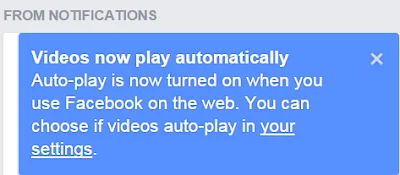 Pemberitahuan Facebook Tentang Fitur Auto-Play Videos