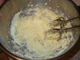 add egg to the metal bowl and mixing with a hand mixer 