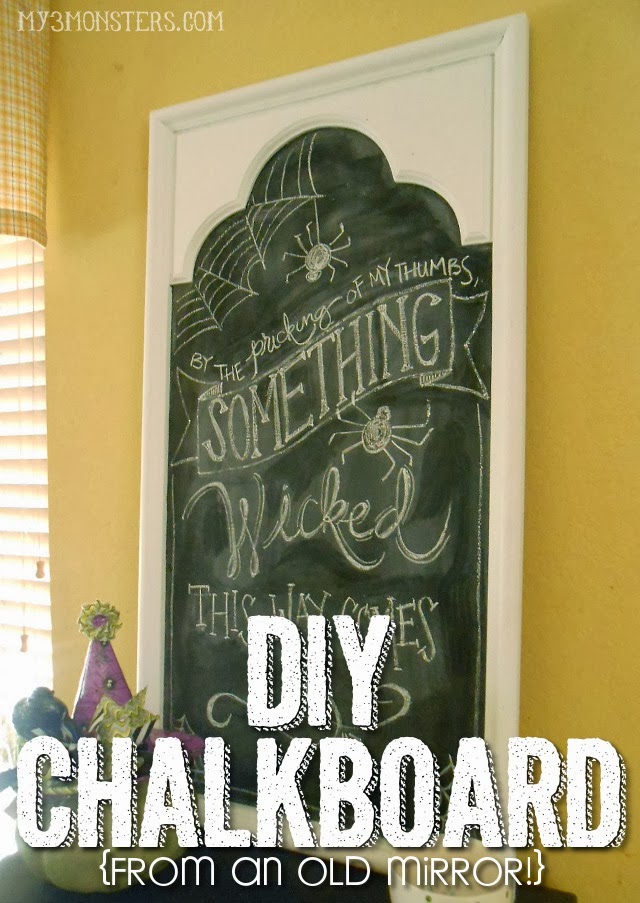 DIY Chalkboard made from an old mirror at /