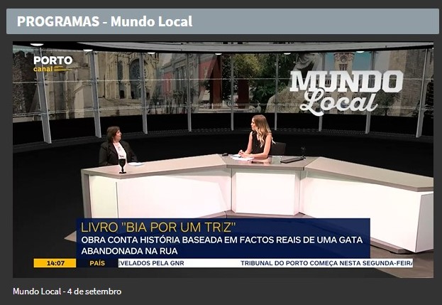 O livro "Bia por um triz" no Programa "Mundo Local" do Porto Canal