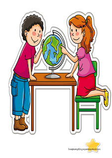 Niños en clase de geografia Niños en el colegio para imprimir