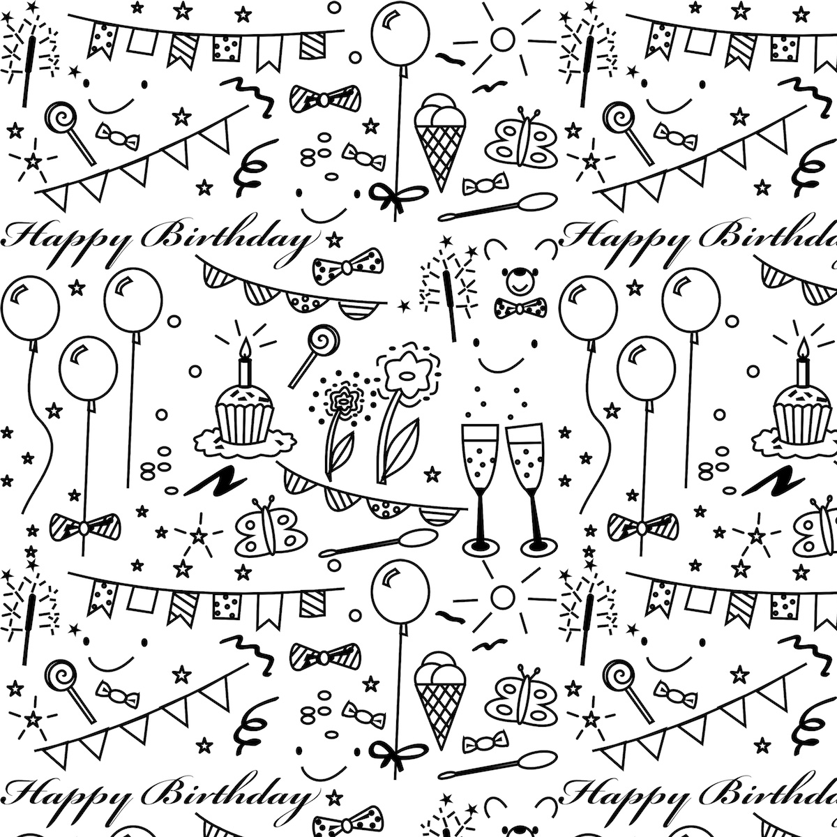 Free printable birthday coloring paper - ausdruckbares Geschenkpapier