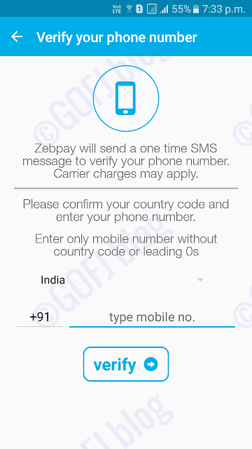 Zebpay app mobile verification process