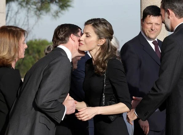 King Felipe and Queen Letizia of Spain attend a funeral chapel for Alicia de Borbon Parma, Duchess of Calabria at La Paz morgue in Madrid