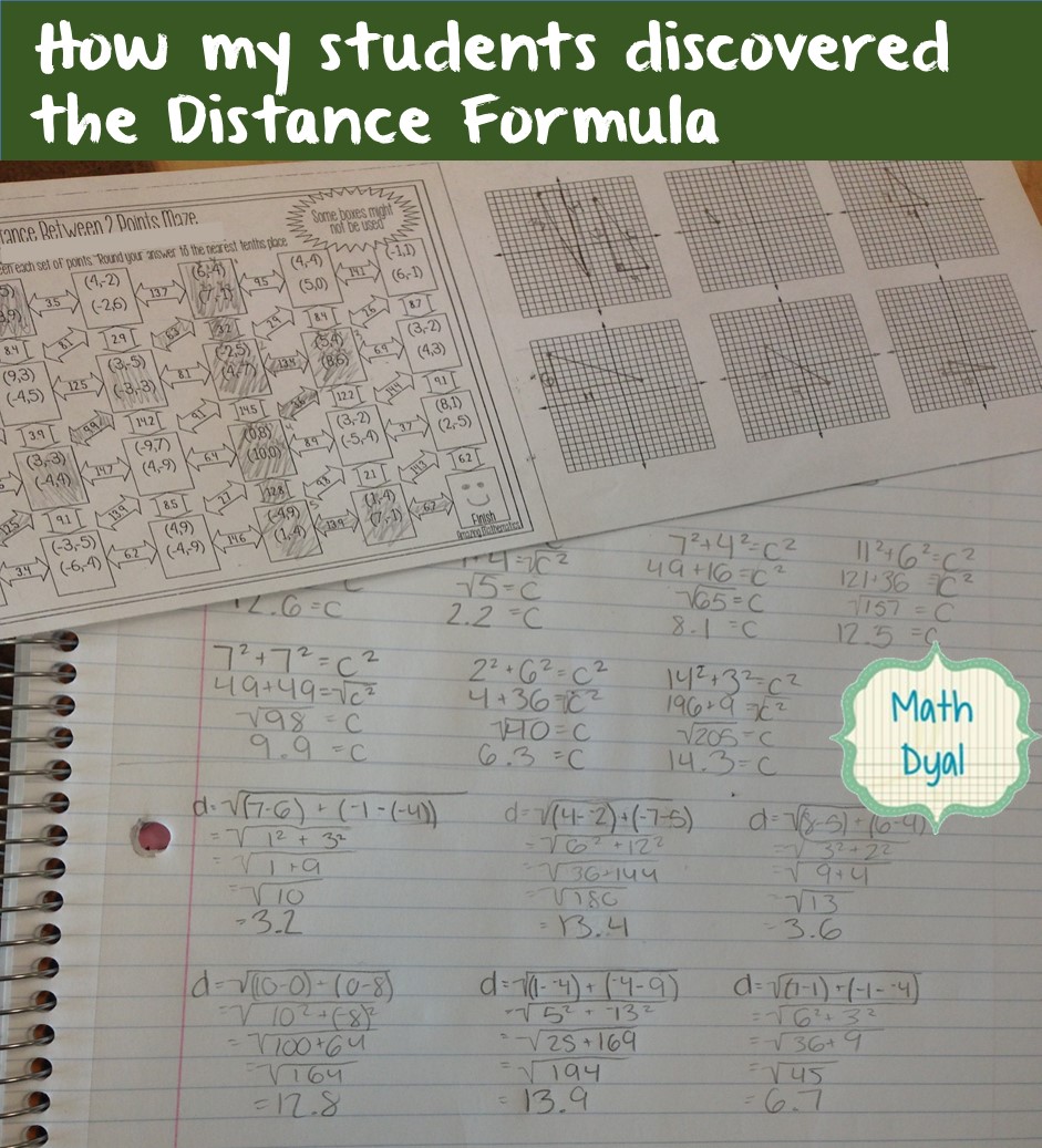 Math Dyal: How my students discovered the distance formula Intended For The Distance Formula Worksheet Answers