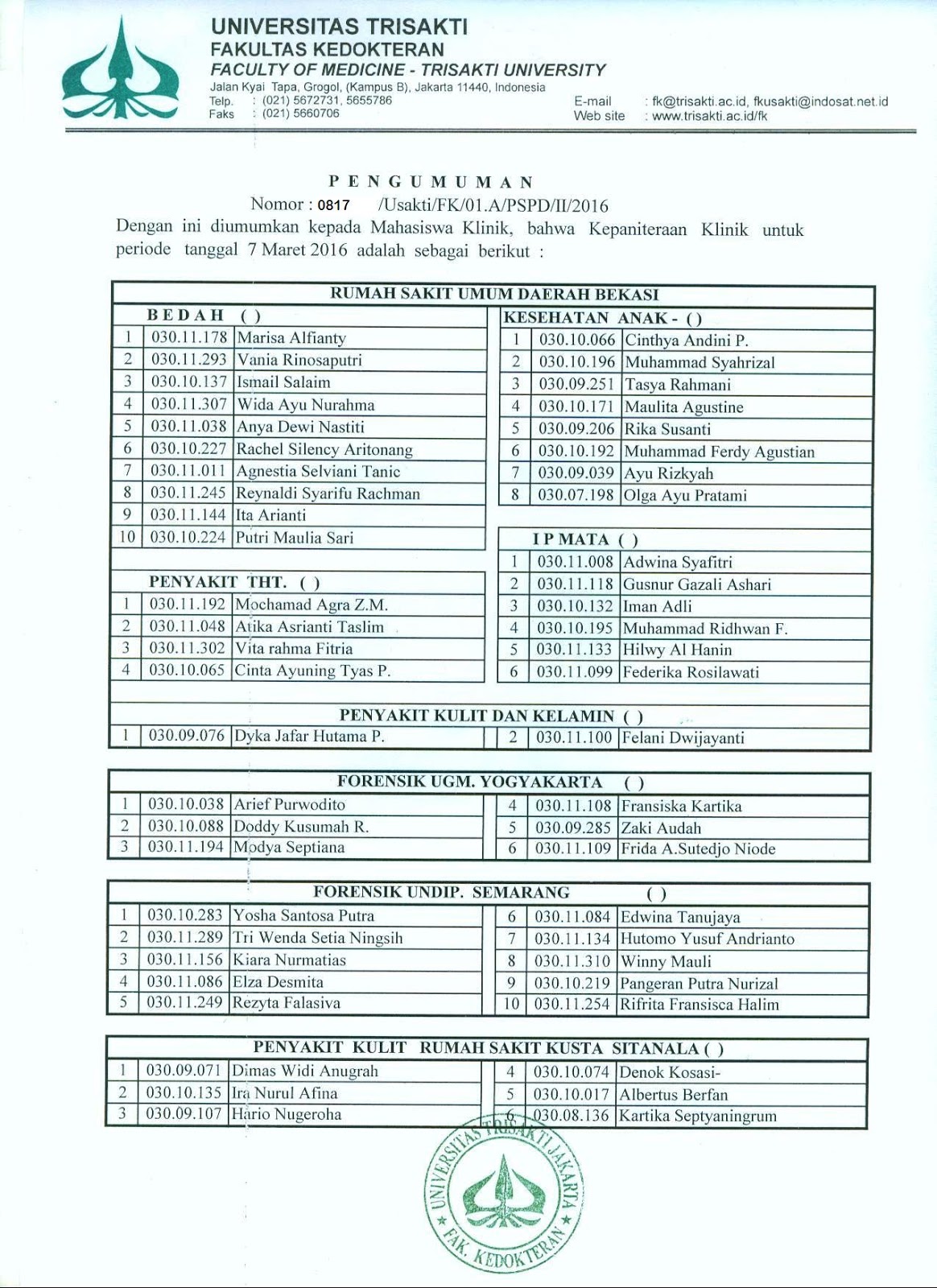 Psppd Fk Usakti Rabu Februari 24 2016