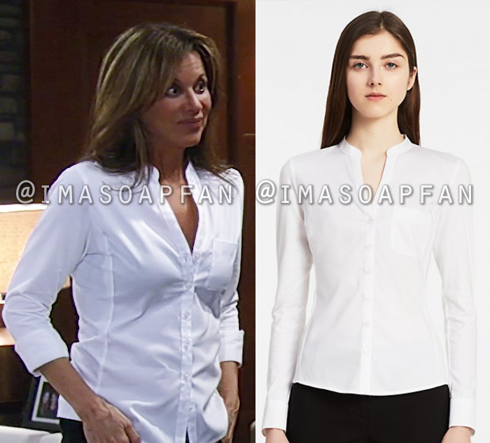 Alexis Davis, Nancy Lee Grahn, White Mandarin Collar Shirt, General Hospital, GH