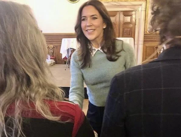 Crown Princess Mary, as patron of SIND and Psykiatrifonden. H&M Cashmere Sweater Turquoise melange