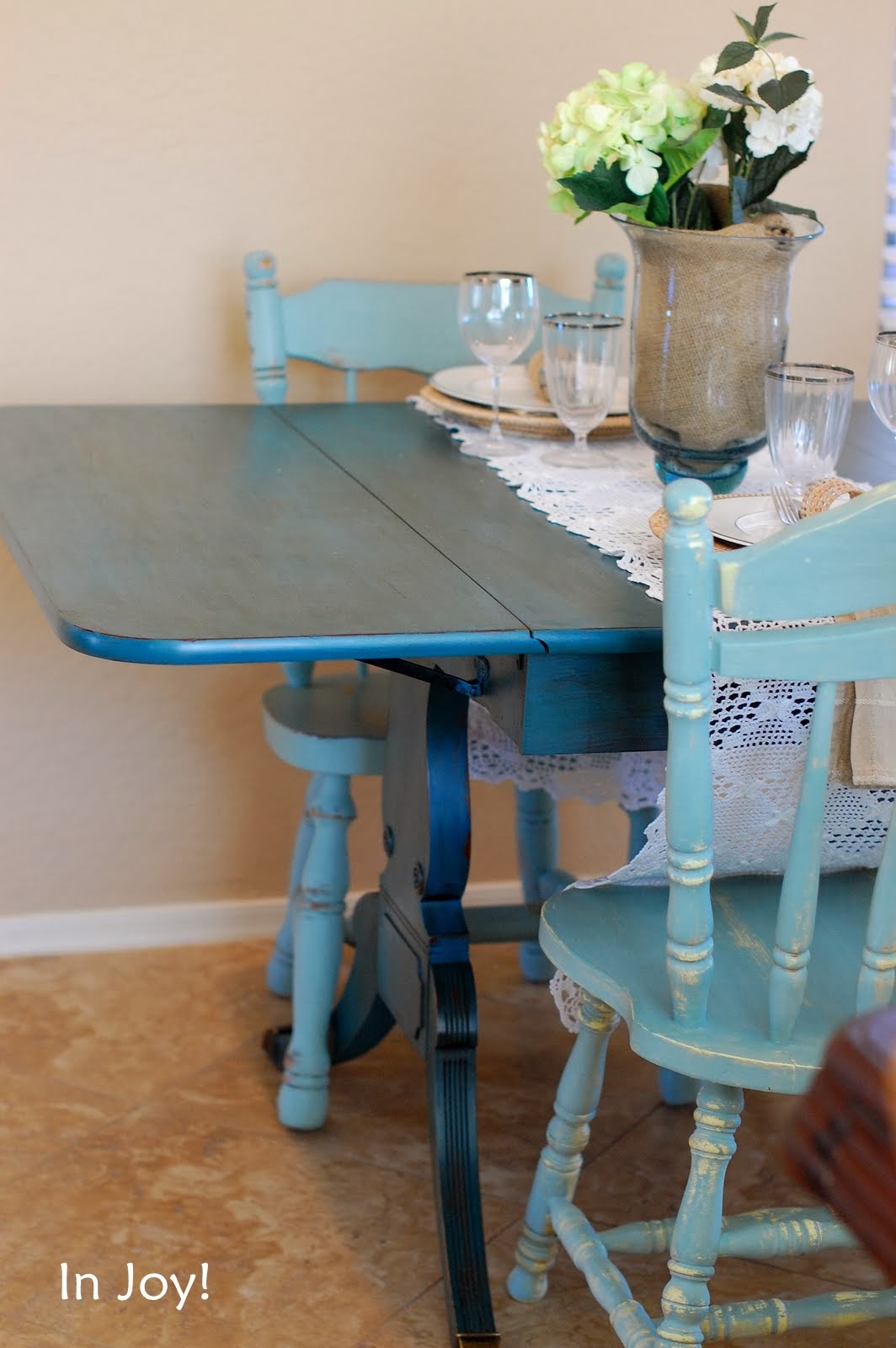 In Joy! Antique. Vintage. Furniture. Decor Teal Duncan Phyfe Dining Table
