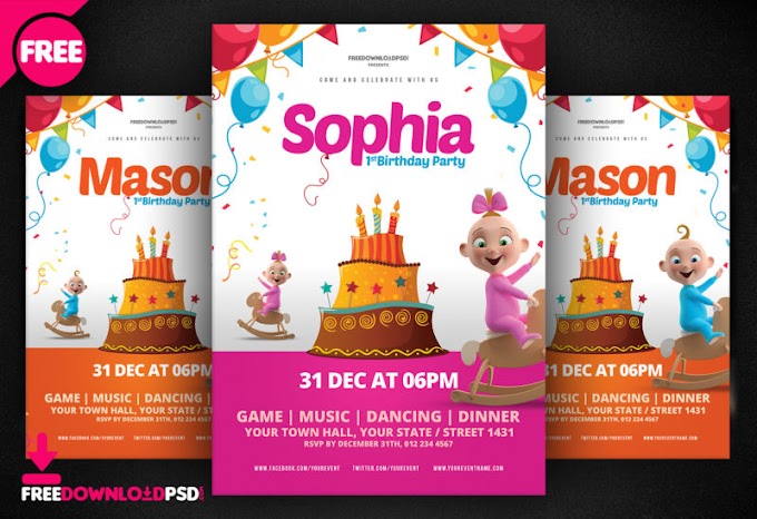 Birthday Party Flyer Free PSD